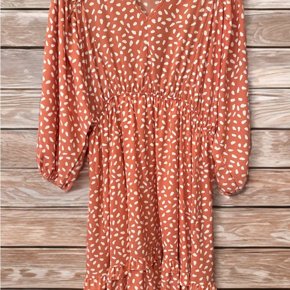 Umgee Terracotta and White Patterned Dress